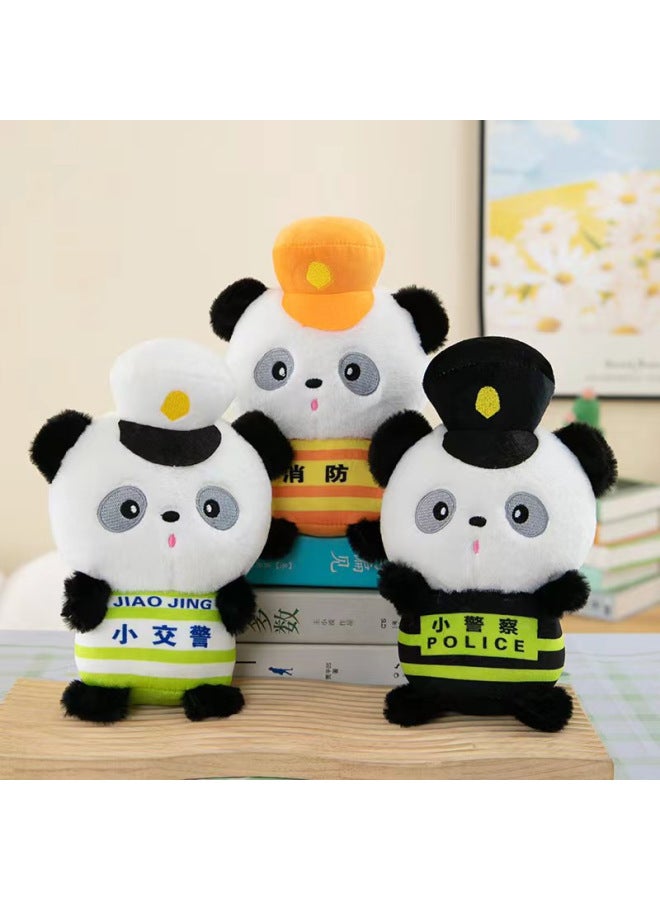 8-inch Plush Doll Toy Crane Machine Dolls Bulk Wedding Favors Street Push Gifts Soft Stuffed Toy Crane Catching Dolls-Color:Police Giant Panda-Height:8inch - Image 1