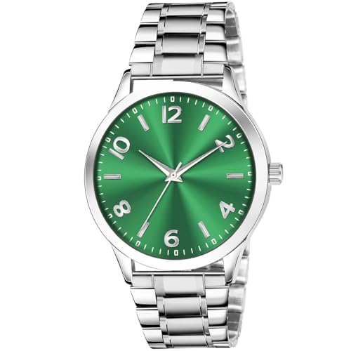 Acnos Fashion Analog Watch Green Dial Case Men's Watch Stainless Steel Silver Color Band Quartz Movement Scratch-Resistant - Image 4