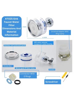 ATOZS ATOZS Sink Faucet Water Filter, Purifier, 360° Rotating, Removes Rust, Chlorine, Fluoride, Heavy Metals, Hard Water, 12-Cartridge Value Pack, Universal Fit, Kitchen & Bathroom  - Image 2