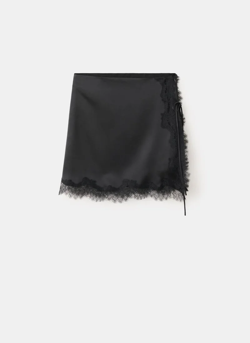 Mango 99-NEGRO Lace Slip Skirt for Women | Best Price UAE