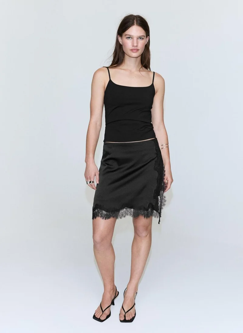 Mango 99-NEGRO Lace Slip Skirt for Women | Best Price UAE