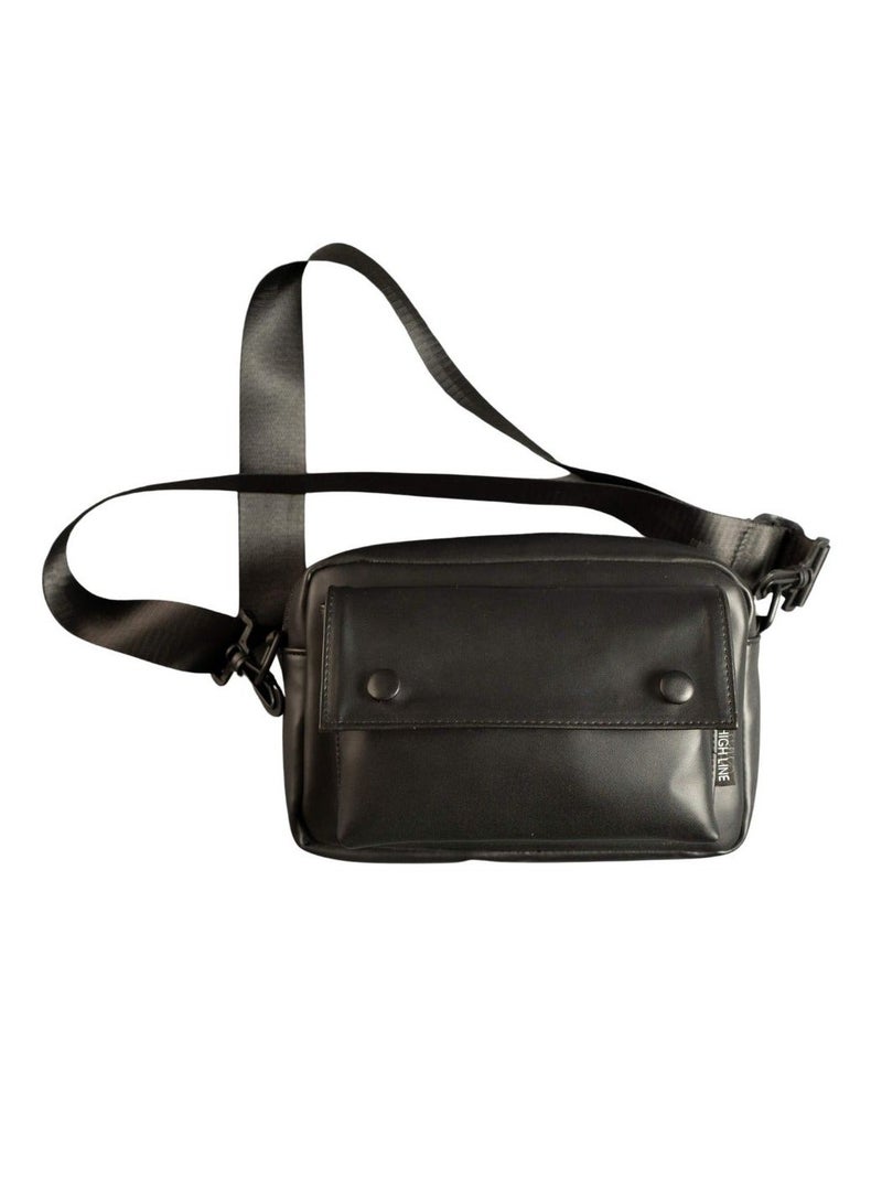 HIGH LINE X-Bag Unisex Fashionable Leather Shoulder Bag Large Lightweight Personal Items Purse Practical Easy to Carry Black - Image 5