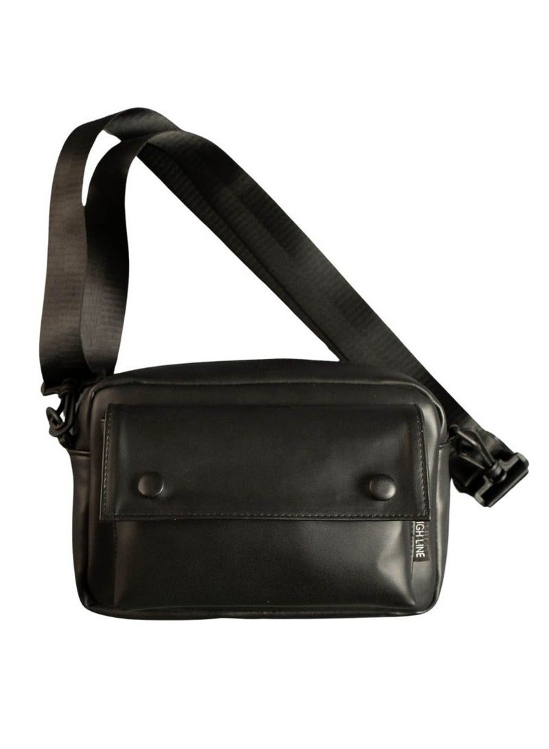 HIGH LINE X-Bag Unisex Fashionable Leather Shoulder Bag Large Lightweight Personal Items Purse Practical Easy to Carry Black - Image 2