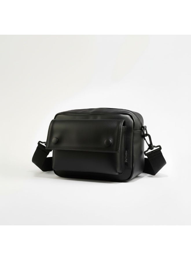 HIGH LINE X-Bag Unisex Fashionable Leather Shoulder Bag Large Lightweight Personal Items Purse Practical Easy to Carry Black - Image 1