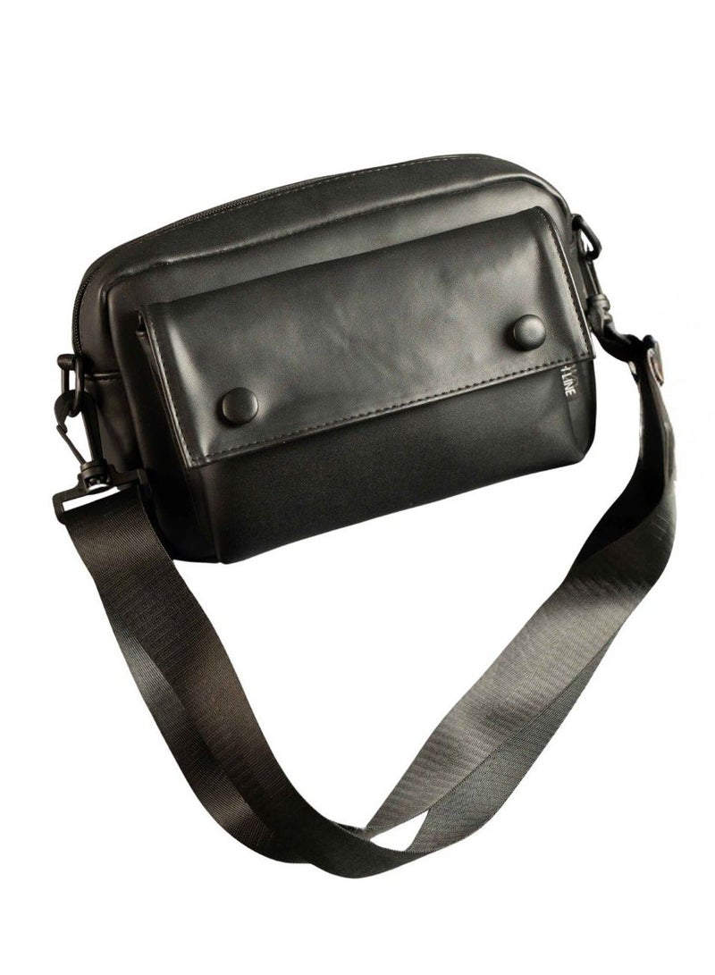 HIGH LINE X-Bag Unisex Fashionable Leather Shoulder Bag Large Lightweight Personal Items Purse Practical Easy to Carry Black - Image 4