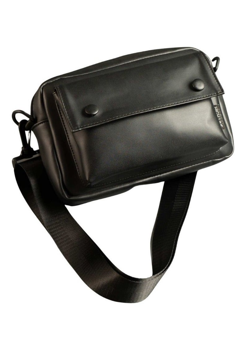 HIGH LINE X-Bag Unisex Fashionable Leather Shoulder Bag Large Lightweight Personal Items Purse Practical Easy to Carry Black - Image 3