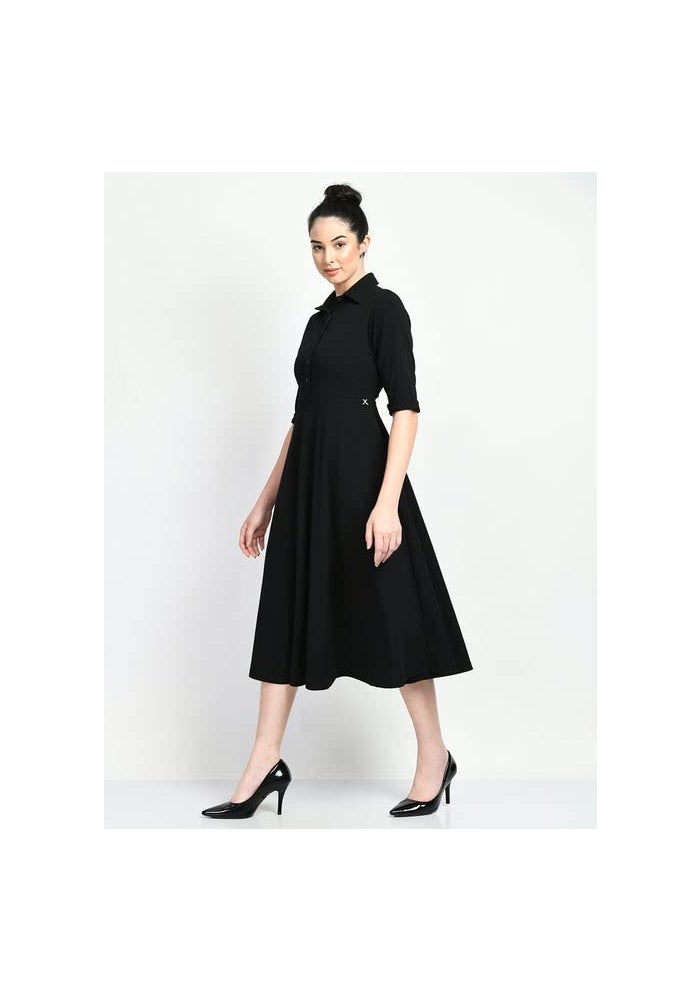 Exude فستان ميدي أسود للنساء - Image 1