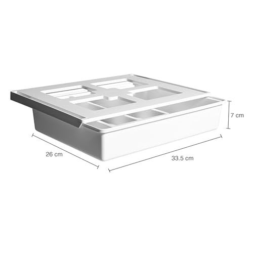 oddpod™ Under The Table Hidden Drawer/Plastic Desk Organiser for Home & Office, Self-Adhesive Attachable Organizer with 2 Compartments, Space-Saving Design, 7062 – Large - Image 3