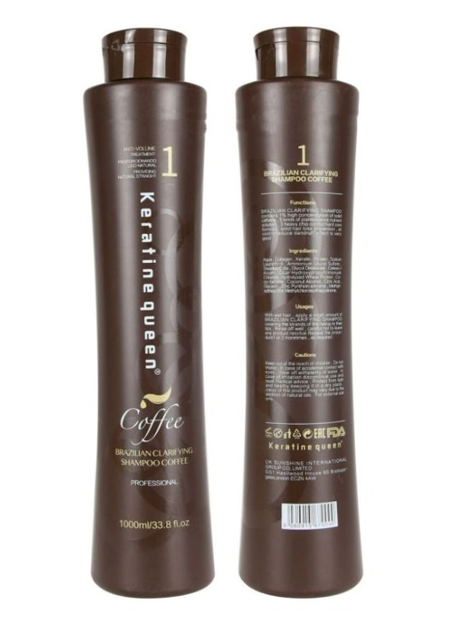Keratine queen Brazilian Clarifying Shampoo Coffee 1000 ML - Image 1