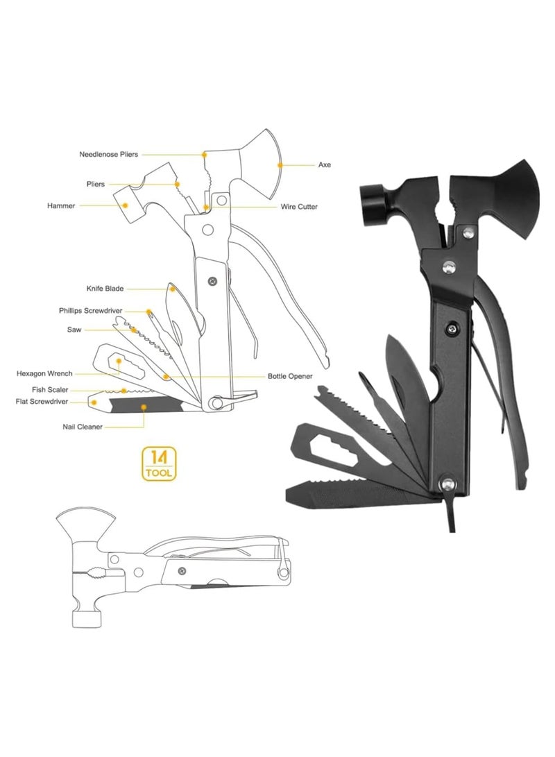 Rock Pow 14 in 1 Multi Tool Survival Gear Hammer With Axe Military Grade Tactical Camping Accessories For Men,Father and Husband  - Image 3