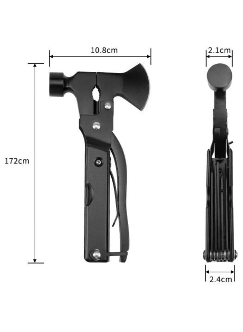 Rock Pow 14 in 1 Multi Tool Survival Gear Hammer With Axe Military Grade Tactical Camping Accessories For Men,Father and Husband  - Image 2