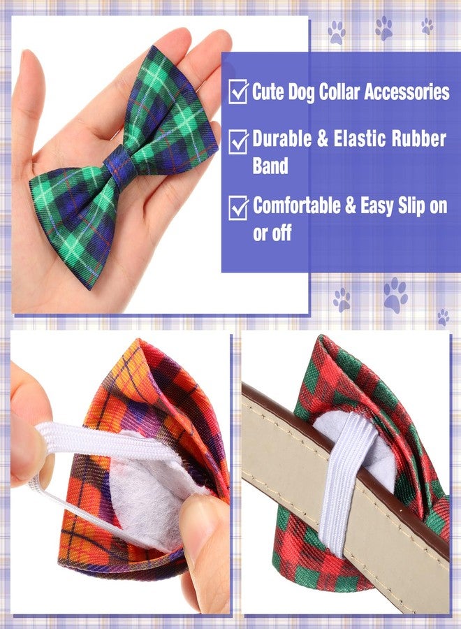 Reginary 50 Pieces Dog Bow Ties Pet Collar Bow Puppy Collar Attachment with Rubber Bands for Small Medium Cat Pet Grooming Charms Accessories Wedding Birthday Occasion(Plaid Style) - Image 3