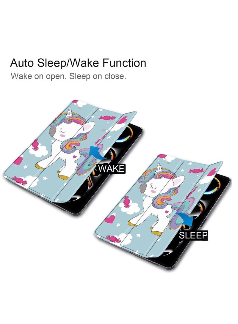 for Samsung Tab S8 Plus/S7 Plus Case Cover, Auto Wake/Sleep, Comfortable Skin Touch, Slim Trifold Stand Protective Cover，Unicorn - Image 2