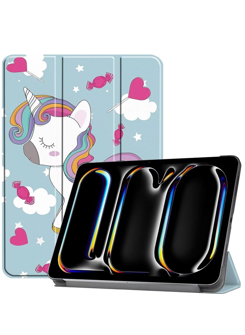 for Samsung Tab S8 Plus/S7 Plus Case Cover, Auto Wake/Sleep, Comfortable Skin Touch, Slim Trifold Stand Protective Cover，Unicorn - Image 1