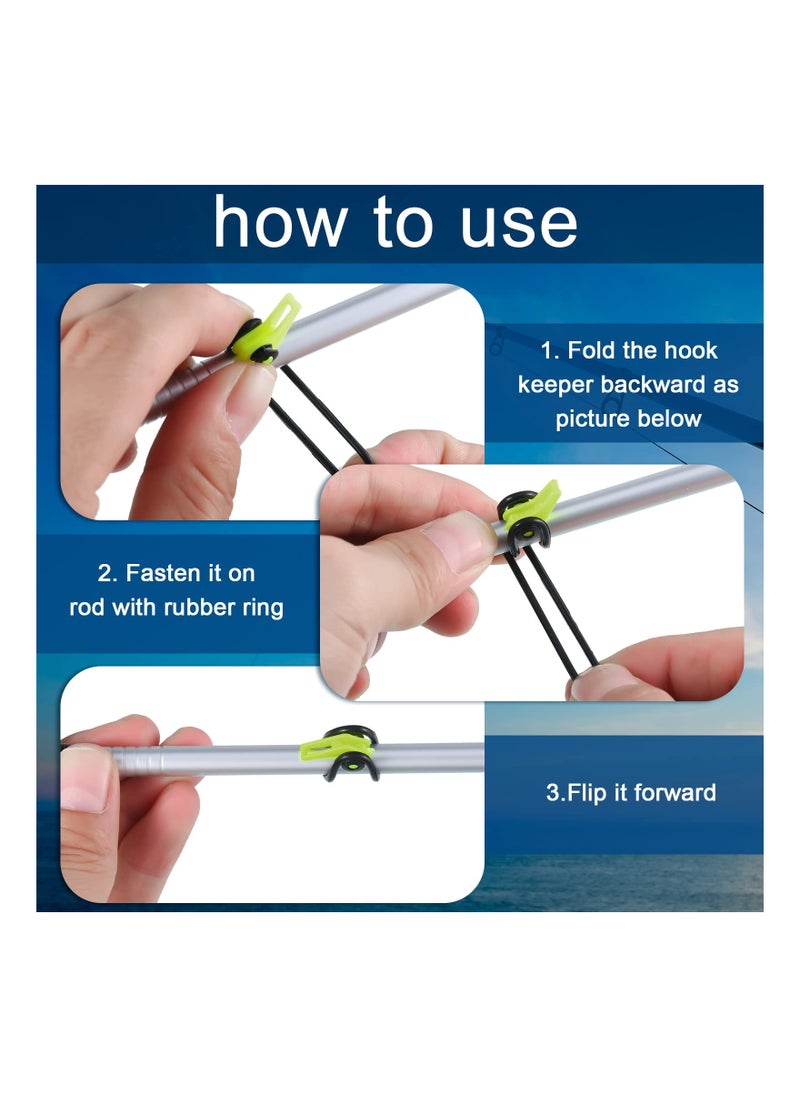 SYOSI Fishing Lure Bait Holder, Fishing Rod Hook Holder Fishing Lure Bait Keeper, with 2 Size Elastic Rubber Rings for Fishing Tackle Worm Saltwater for Worm Hooks and Treble Hook ABS Material(30 Pieces)  - Image 3