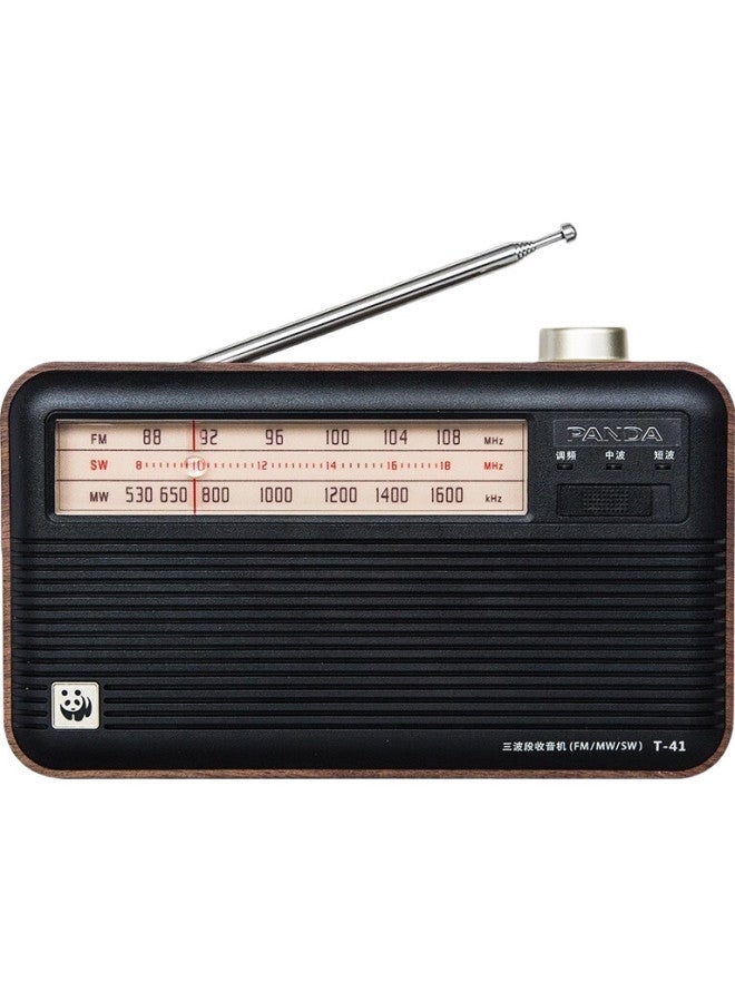 Panda T-41 Retro All-Band Radio With Lithium Battery, Three-Band Large Speaker, Wood Grain, For Elderly, Semiconductor - Image 2