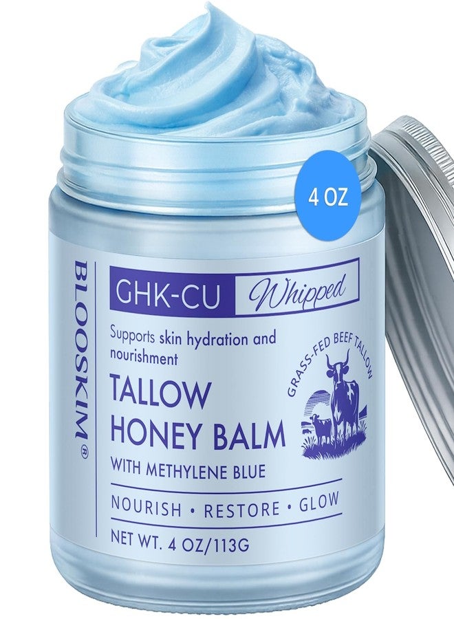 BlooSkim Copper Peptide GHK-Cu Beef Tallow: Grass-Fed Blue Balm for Mature Skin - Face and Body Moisturizer with Methylene Blue, Manuka Honey & Vitamin E – Natural Skincare for Dry & Sensitive Skin – 4 oz - Image 1