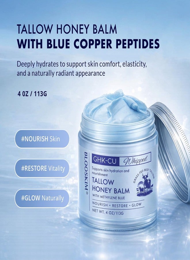 BlooSkim Copper Peptide GHK-Cu Beef Tallow: Grass-Fed Blue Balm for Mature Skin - Face and Body Moisturizer with Methylene Blue, Manuka Honey & Vitamin E – Natural Skincare for Dry & Sensitive Skin – 4 oz - Image 2