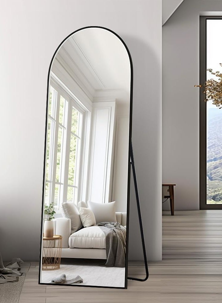 Decorhills Arched Full-Length Mirror – Modern & Elegant Full Body Mirror for Bedroom, Living Room, Makeup Room & Bathroom – Wall-Mounted or Freestanding – Large & Durable Design – 65 x 22 Black Frame - Image 3