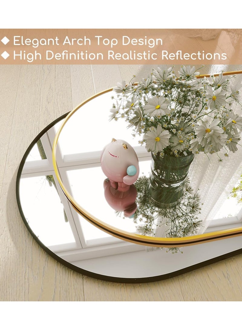 Decorhills Arched Full-Length Mirror – Modern & Elegant Full Body Mirror for Bedroom, Living Room, Makeup Room & Bathroom – Wall-Mounted or Freestanding – Large & Durable Design – 65 x 22 Black Frame - Image 5