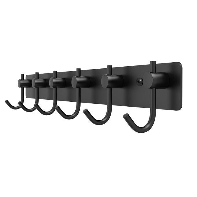 WALL HOOKS FOR HANGING BLACK COAT RACK WALL MOUNT WITH 6 COAT HOOKS TOWEL HANGER HAT HOOKS ROBES HOOK IN BATHROOM BEDROOM KITCHEN LIVING ROOM 1PACK