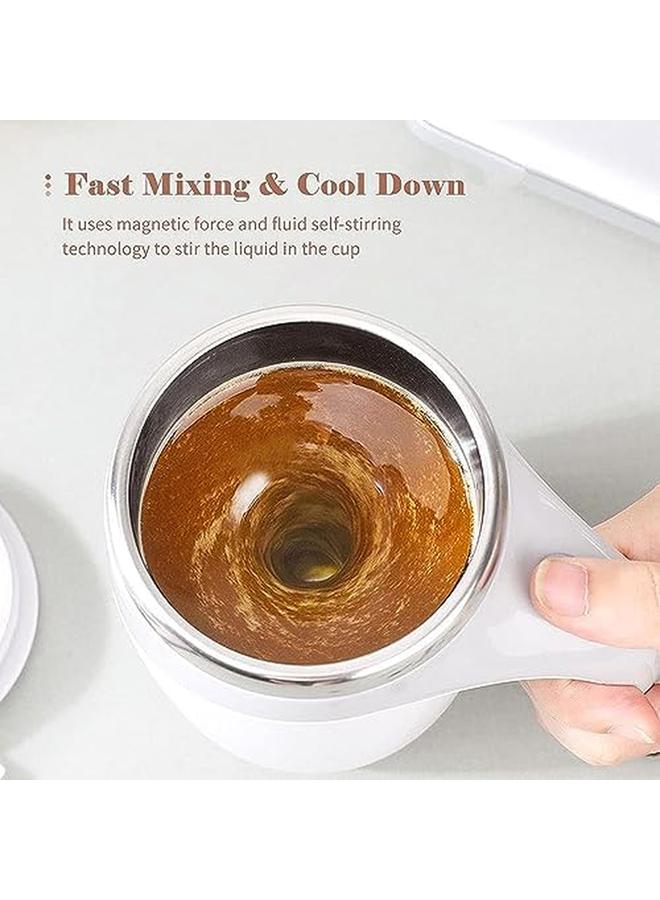 إي سي في في كوب 380 مل ذاتي التقليب مع غطاء، كوب قهوة ذاتي التحريك التلقائي، كهربائي من الفولاذ المقاوم للصدأ، كوب قهوة ذاتي الخلط للقهوة والحليب والكاكاو والشوكولاتة الساخنة - Image 3