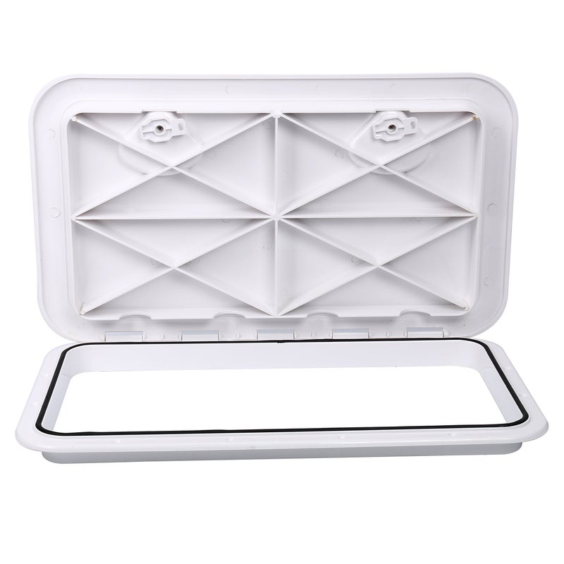 Amarine Made Boat Hatch 24" X 14", 180 Degree Lid Hinge Boat Deck Hatch, Marine Hatch with Non Slip Surface, Sturdy Construction Boat Access Hatch & Lid, Weatherproof and Easy to Install, White - Image 1
