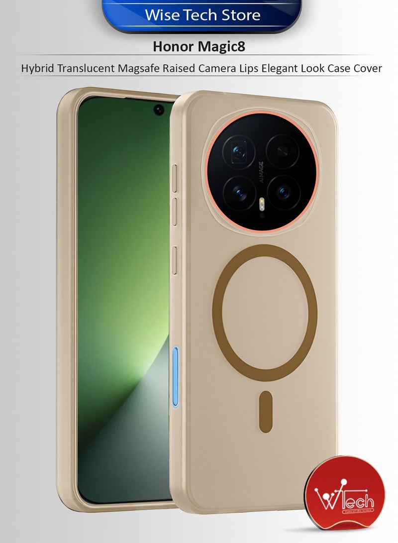 دبليو تيك غطاء هاتف Honor Magic8 5G 2025 هجين شفاف مع شحن مغناطيسي Magsafe ورفوف كاميرا مرتفعة ومظهر أنيق (MCMPMN) - بني - Image 1