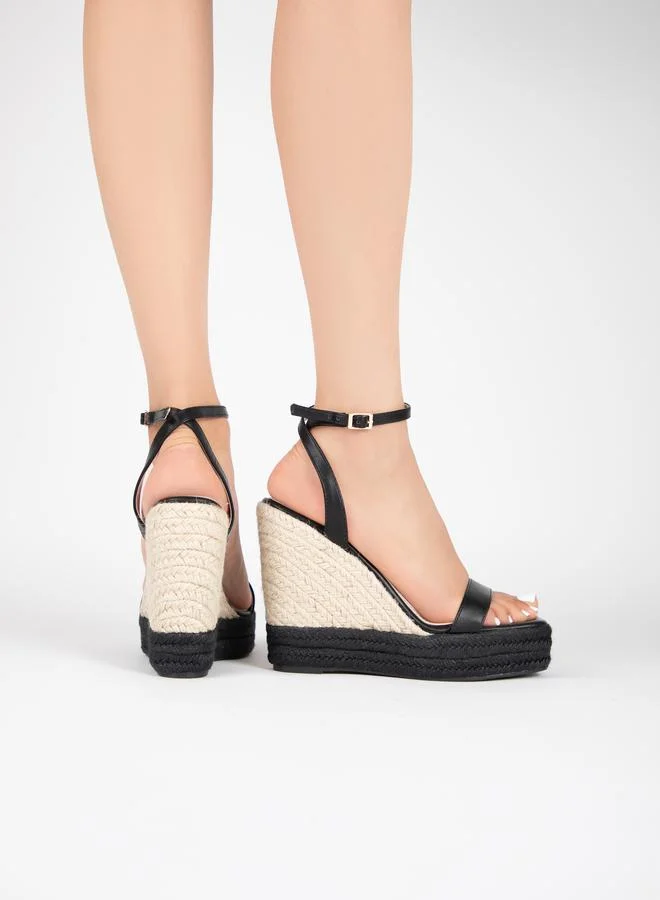 RAID Ankle Slim Strap Espadrille Wedge Sandals by Styli