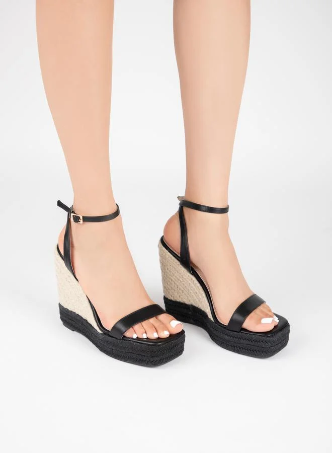 RAID Ankle Slim Strap Espadrille Wedge Sandals by Styli