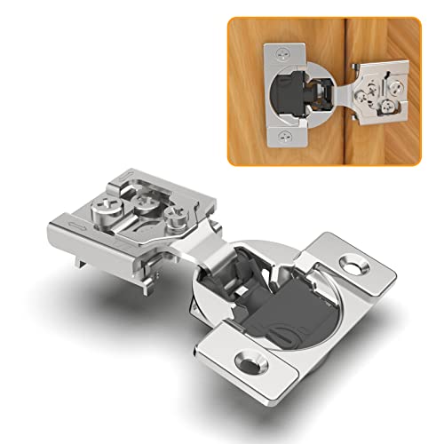 Chibery 20 Pack 1/2" Overlay 4D Soft Close Concealed Hinges for Face Frame Door, Adjustable Closing Speed, Smooth Slow Self Close Hinges, Satin Nickel, 105° Open Angle Stainless Steel Cabinet Hinges - Image 1