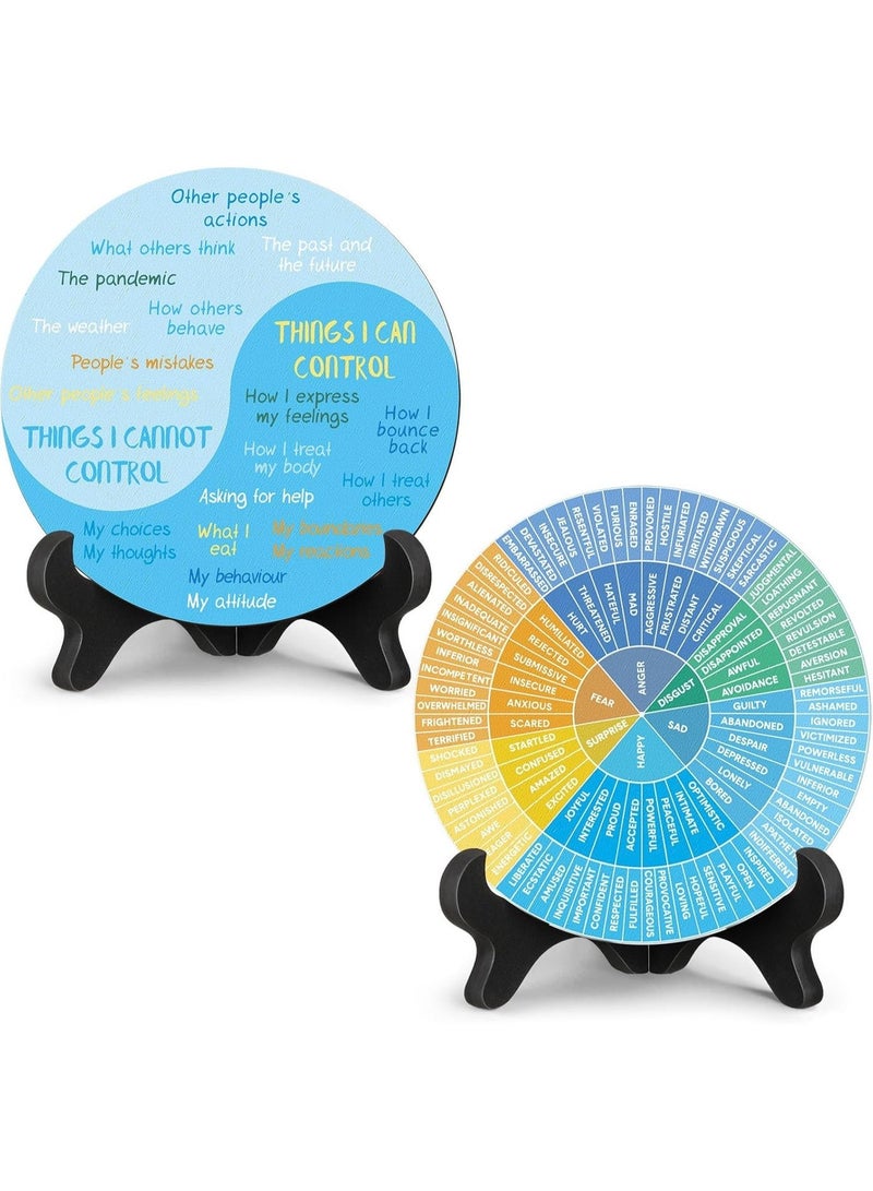 2-Pack Therapy Office Decor Set - Feelings Wheel Chart & Things I Can Control Poster for Mental Health & Calming Emotions (Fresh Design) - Image 1