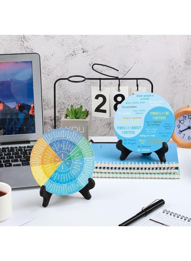 2-Pack Therapy Office Decor Set - Feelings Wheel Chart & Things I Can Control Poster for Mental Health & Calming Emotions (Fresh Design) - Image 4