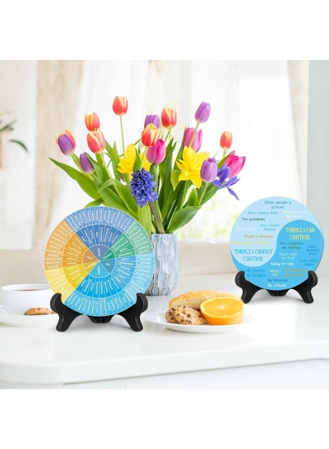 2-Pack Therapy Office Decor Set - Feelings Wheel Chart & Things I Can Control Poster for Mental Health & Calming Emotions (Fresh Design) - Image 3