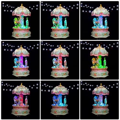 JAVIK Carousel Music Box for Girls Kids with Color Change Led Lights Luxury Glitter Musical Carousel Horse Figurines for Birthday Valentines - Image 4