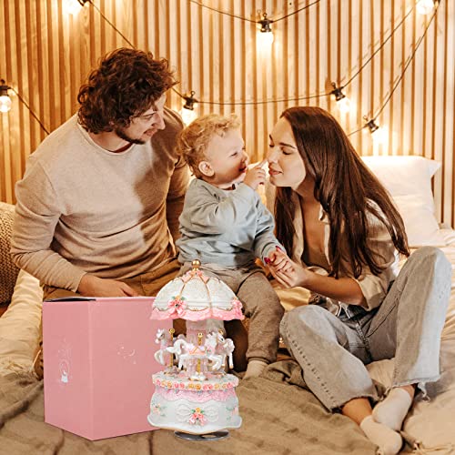 JAVIK Carousel Music Box for Girls Kids with Color Change Led Lights Luxury Glitter Musical Carousel Horse Figurines for Birthday Valentines - Image 5