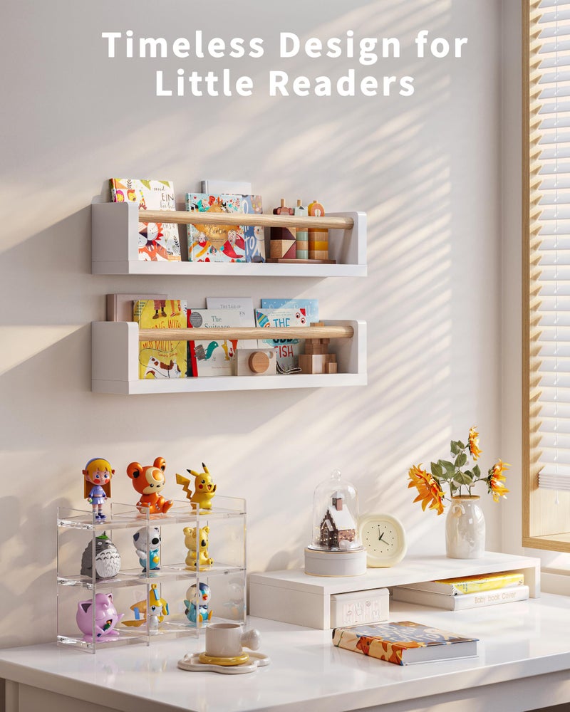 Seocry Nursery Book Shelves, 4 Pack, Wall Book Shelves for Kids Room, Baby, Toddler, Nursery Decor (White Wood, 16.5 Inches) - Image 4