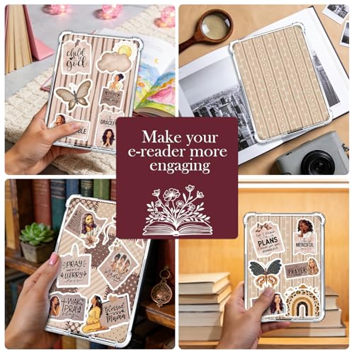 Rngmsi Insert Cardstock for Clear Case - 12Pcs Praying Black Women Cardstock Inserts Compatible with Kindle Paperwhite 11th-12th, 50Pcs Motivational Stickers for E-Reader Clear Back Cover Accessories - Image 5