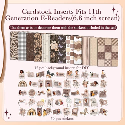 Rngmsi Insert Cardstock for Clear Case - 12Pcs Praying Black Women Cardstock Inserts Compatible with Kindle Paperwhite 11th-12th, 50Pcs Motivational Stickers for E-Reader Clear Back Cover Accessories - Image 3