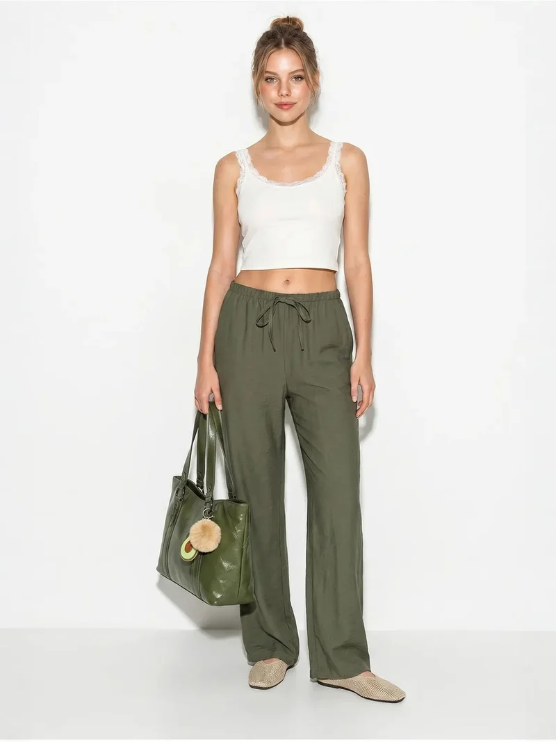 Bianco Lucci LUCCI Women’s Wide-Leg Crepe Trousers