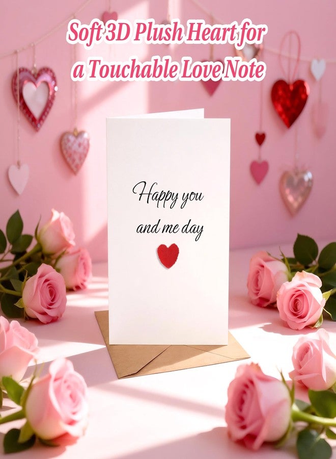SEEBERY Happy Anniversary Card for Husband, Wife, Fiancé, Partner, Couple with 3D Plush Heart - Wedding Anniversary & Valentine’s Day Card Gift for Boyfriend, Girlfriend, Spouse, Him, Her, Women, Men - Happy you and me day - Image 2