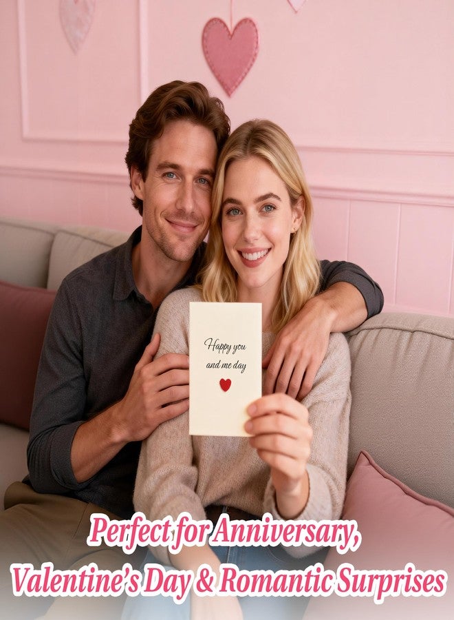 SEEBERY Happy Anniversary Card for Husband, Wife, Fiancé, Partner, Couple with 3D Plush Heart - Wedding Anniversary & Valentine’s Day Card Gift for Boyfriend, Girlfriend, Spouse, Him, Her, Women, Men - Happy you and me day - Image 5
