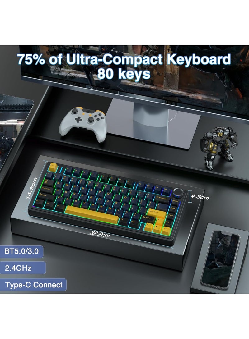 AULA F75 Mechanical Keyboard Reaper Switch 75% Hot Swappable Gaming Keyboard Bluetooth/Wireless/USB-C - Image 2