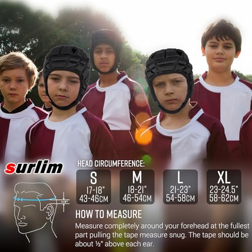 Surlim Rugby Helmet Headguard Headgear for Soccer Scrum Cap Soft Protective Helmet for Kids Youth Red Small - Image 2