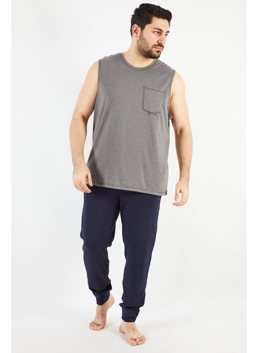 Sun Stone Men Heather Sleeveless Pajama Top, Grey  - Image 2
