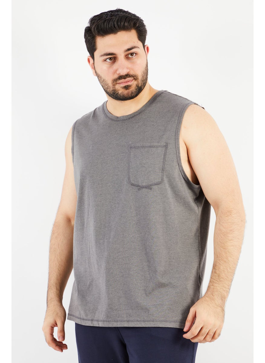 Sun Stone Men Heather Sleeveless Pajama Top, Grey  - Image 1