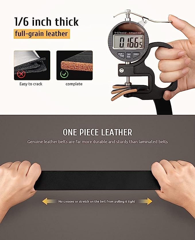 CREATURE Formal/Casual Black Color Genuine Leather Belts For Men (Length- 46 inches||40MM||BL-042-BLK) - Image 5