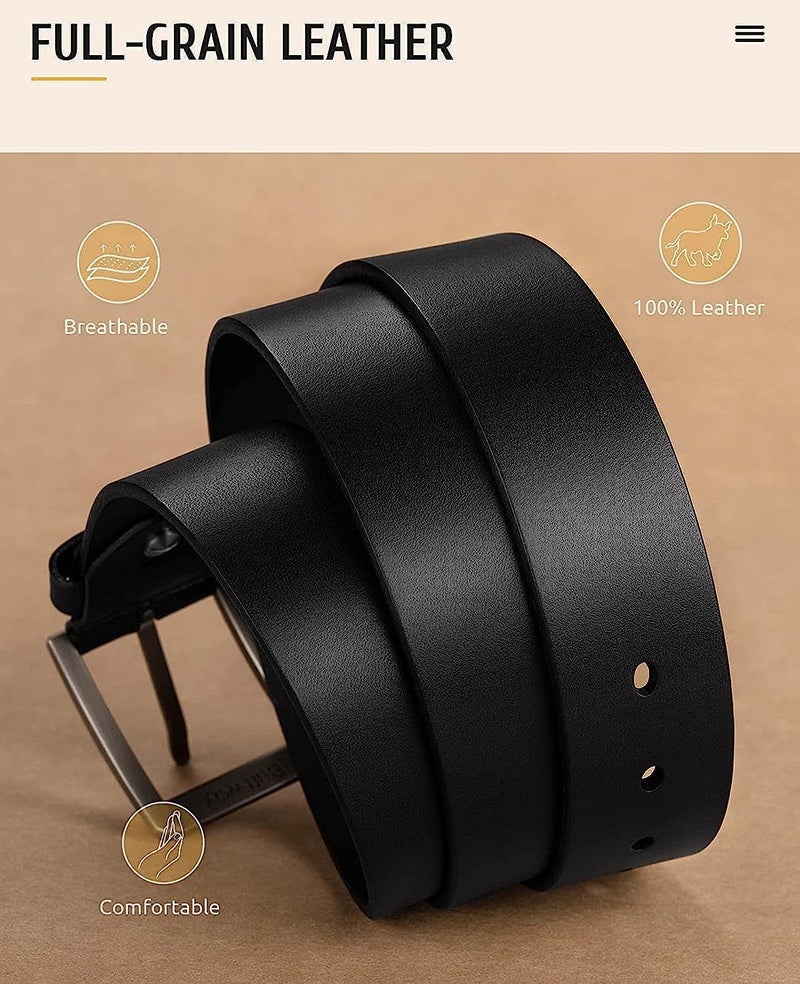 CREATURE Formal/Casual Black Color Genuine Leather Belts For Men (Length- 46 inches||40MM||BL-042-BLK) - Image 4