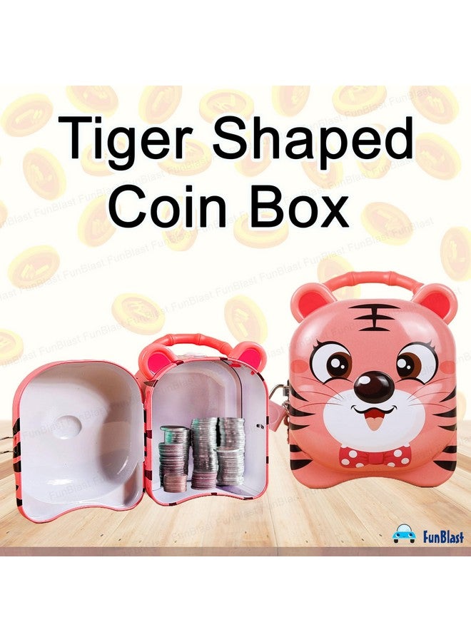 FunBlast Tiger Coin Box for Kids with Lock and Key - Cartoon Toy Money Bank for Kids Piggy Saving Box for Girls, Boys, Birthday Return Gift for Children (Pink) - Image 3