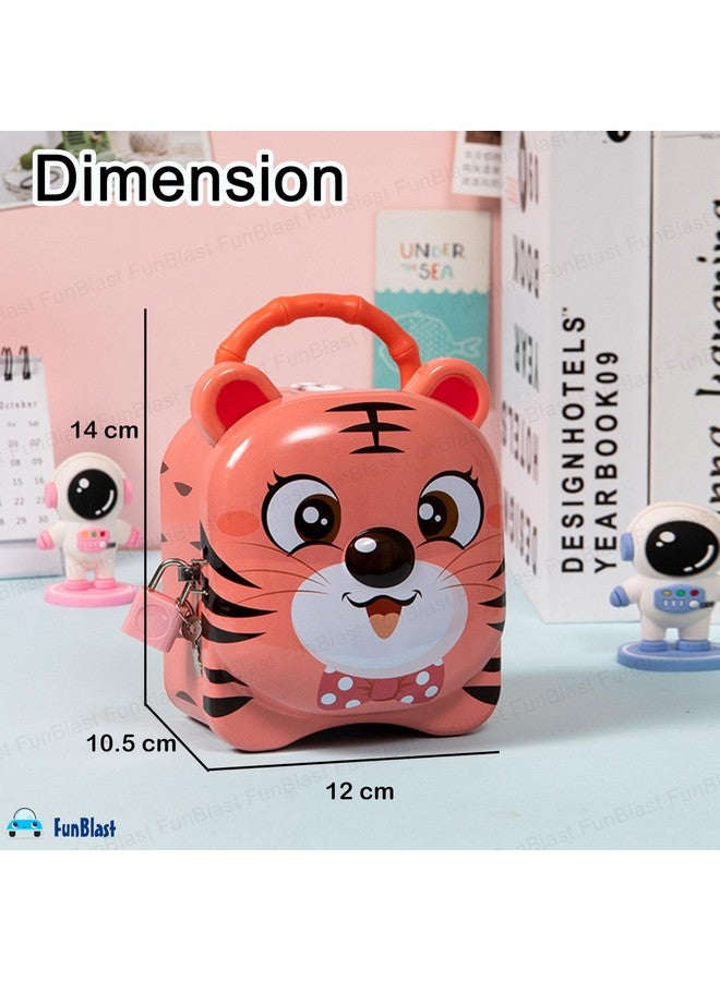 FunBlast Tiger Coin Box for Kids with Lock and Key - Cartoon Toy Money Bank for Kids Piggy Saving Box for Girls, Boys, Birthday Return Gift for Children (Pink) - Image 2
